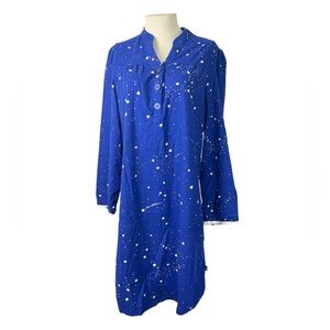 Nick & Nora L Starry Night Pocket Pajama Sleep Shirt Nightshirt Stars Cotton